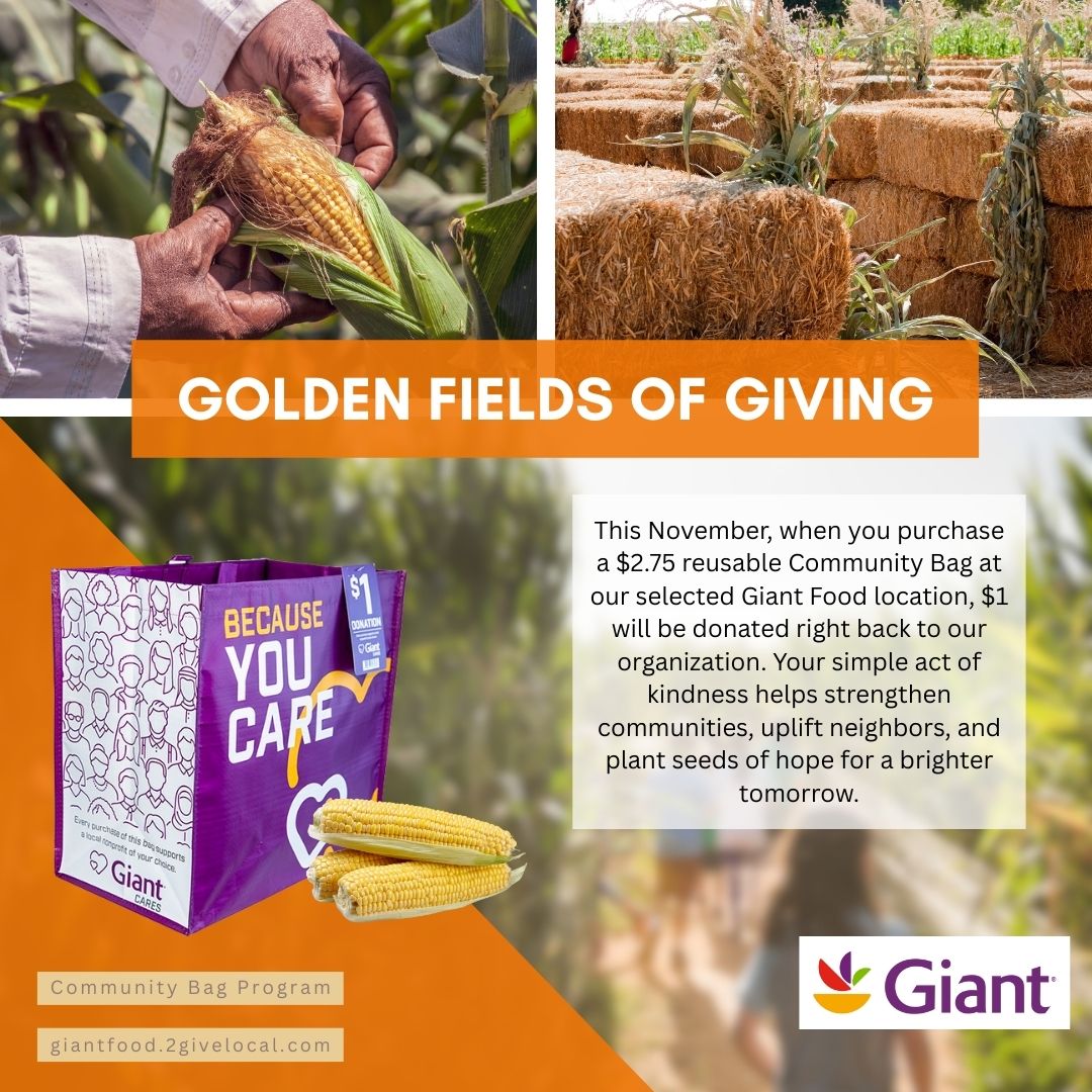 Picture of corn indicating you should buy a reusable bag at Giant to support SYA