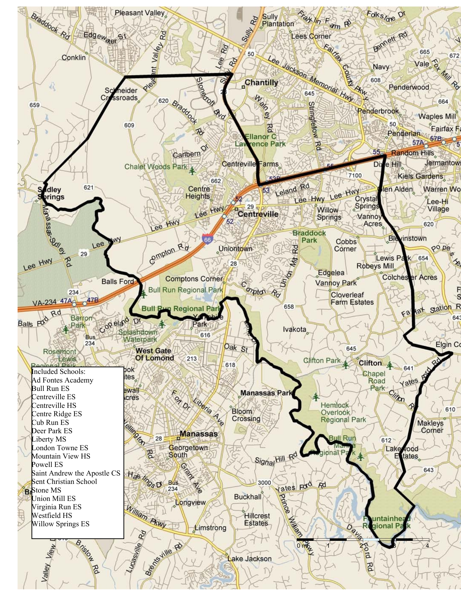 SYA Little League Baseball Boundaries on a map
