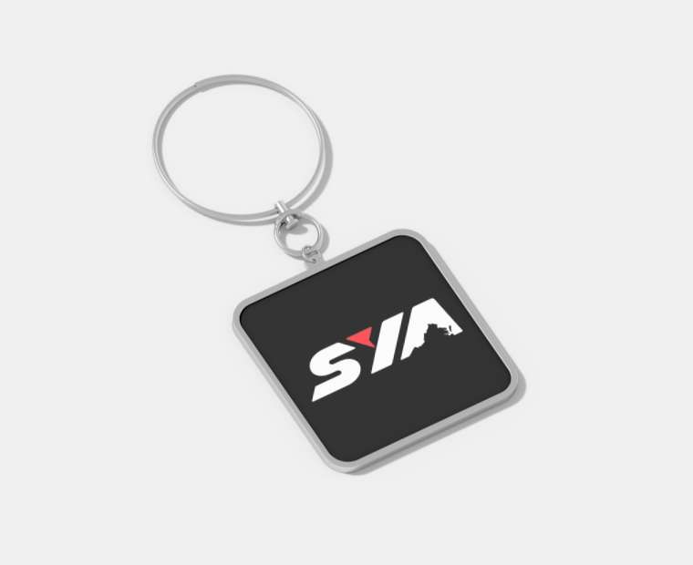 SYA logo on square keychain