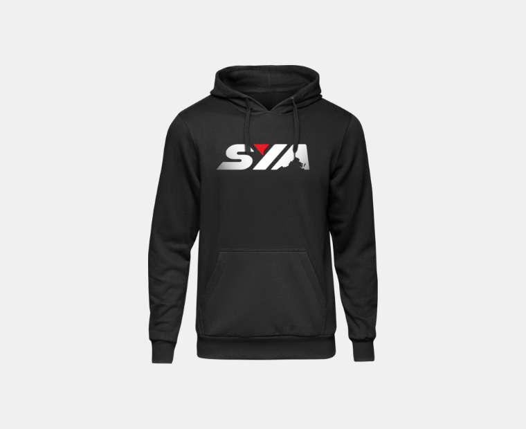 SYA logo on black hoodie