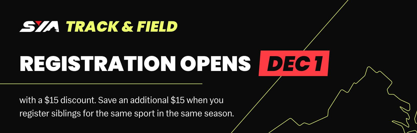 SYA track and field December 1st open registration with a discount e-banner