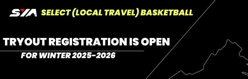 sya sELECT (local travel) basketball tryout registration is open banner