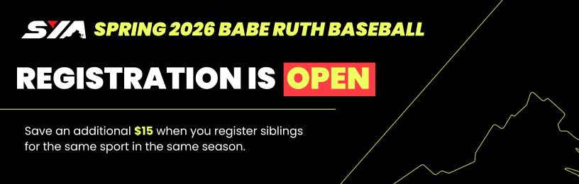 graphic depicting babe ruth registration is open