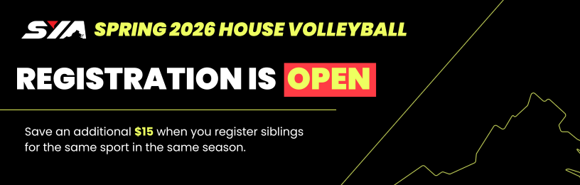 graphic depicting sya house volleyball is open for registration