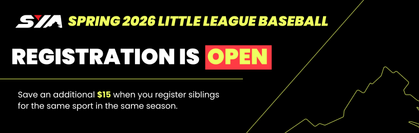 graphic depicting little league baseball registration is open