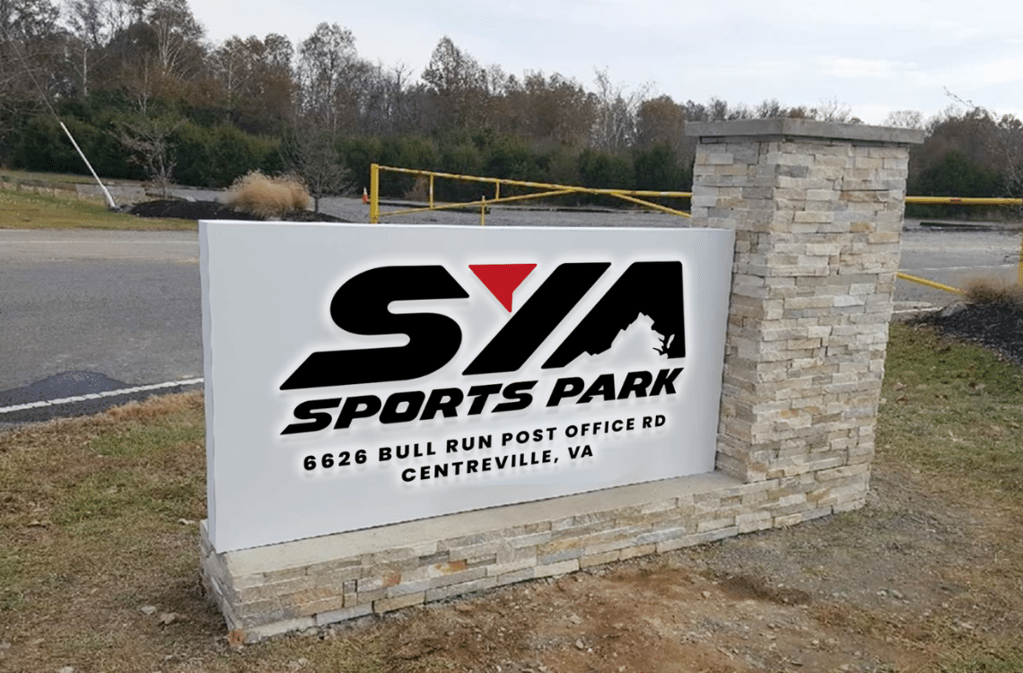 SYA Sports Park Entrance Signage to youth fields for soccer baseball lacrosse Centreville VA