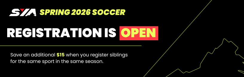 graphic depicting spring soccer registration is open for youth